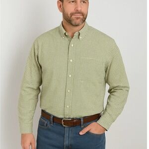 Duluth Trading Co. Mens Button-Up Shirt 2XL Green Plaid 100% Cotton Long‎ Sleeve